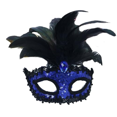 HIOPOIUYT Pailletten Maskerade Maske Halbgesichtsmaske Maskerade Gefiederte Maske Halloween Eyewears Für Frauen Hochzeit Cosplay Party von HIOPOIUYT