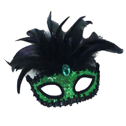 HIOPOIUYT Pailletten Maskerade Maske Halbgesichtsmaske Maskerade Gefiederte Maske Halloween Eyewears Für Frauen Hochzeit Cosplay Party von HIOPOIUYT