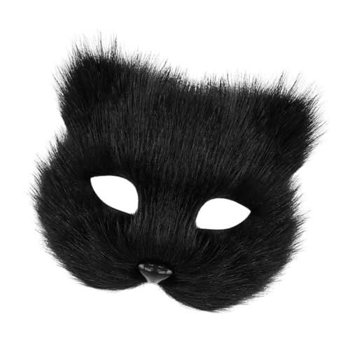 HIOPOIUYT Plüschtier, Katzengesicht, pelziges Tier, halbes Gesicht, für Männer und Frauen, Maskerade, Halloween, Cosplay, Kostüm-Zubehör von HIOPOIUYT