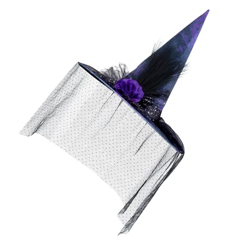 HIOPOIUYT Schleier Glitzernder Hexenhut Halloween Kostümzubehör Für Halloween Party Schleier Kopfbedeckung Für Maskerade Cosplay von HIOPOIUYT