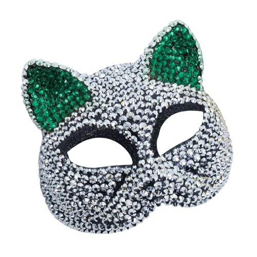 HIOPOIUYT Strasssteine ​​Dekoration Maskerade Maske Katzen Gesichtsmaske Halbe Gesichtsmaske Für Männer Männer Halloween Cosplay Enthusiasten von HIOPOIUYT