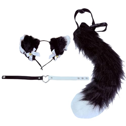 HIOPOIUYT Tier-Cosplay-Kostüm, Kunstpelze, Wolfskatzen, Füchse, flauschiger Schwanz, Katzenohren, Stirnband, Choker, Halloween-Party-Kostüm, Zubehör, Tier-Cosplay-Kostüme für Damen und Herren HIOPOIUYT Tier-Cosplay-Kostüm, Kunstpelze, Wolfskatzen, Füchse, flauschiger Schwanz, Katzenohren, Stirnband, Choker, Halloween-Party-Kostüm, Zubehör, Tier-Cosplay-Kostüme für Damen und Herren von HIOPOIUYT