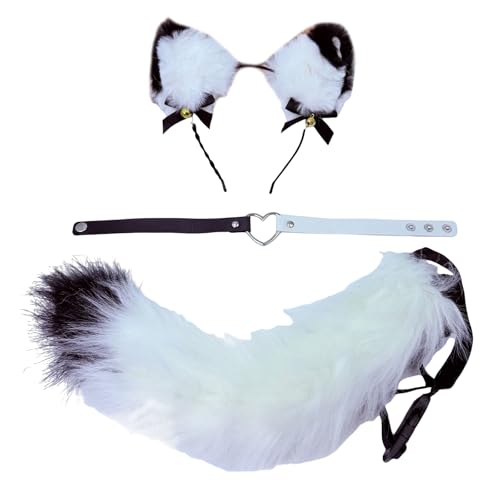 HIOPOIUYT Tier-Cosplay-Kostüm, Kunstpelze, Wolfskatzen, Füchse, flauschiger Schwanz, Katzenohren, Stirnband, Choker, Halloween-Party-Kostüm, Zubehör, Tier-Cosplay-Kostüme für Damen und Herren HIOPOIUYT Tier-Cosplay-Kostüm, Kunstpelze, Wolfskatzen, Füchse, flauschiger Schwanz, Katzenohren, Stirnband, Choker, Halloween-Party-Kostüm, Zubehör, Tier-Cosplay-Kostüme für Damen und Herren von HIOPOIUYT