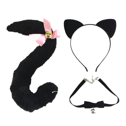 HIOPOIUYT Tier-Katzen-Rollenspiel-Kostüm, Tierohr-Stirnband, Schwanz, Choker-Halskette für Kinder, Jungen, Mädchen, Cosplay, Halloween, Maskerade HIOPOIUYT Tier-Katzen-Rollenspiel-Kostüm, Tierohr-Stirnband, Schwanz, Choker-Halskette für Kinder, Jungen, Mädchen, Cosplay, Halloween, Maskerade von HIOPOIUYT