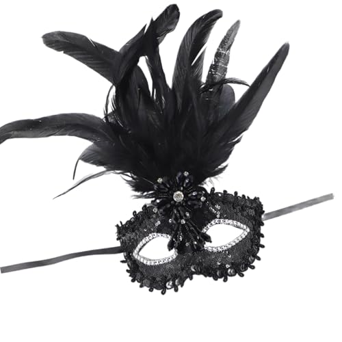 HIOPOIUYT Venezianer-Auge, gefiedert, halbes Gesicht, für Maskerade, Abschlussball, Halloween, Party, Cosplay, Foto von HIOPOIUYT