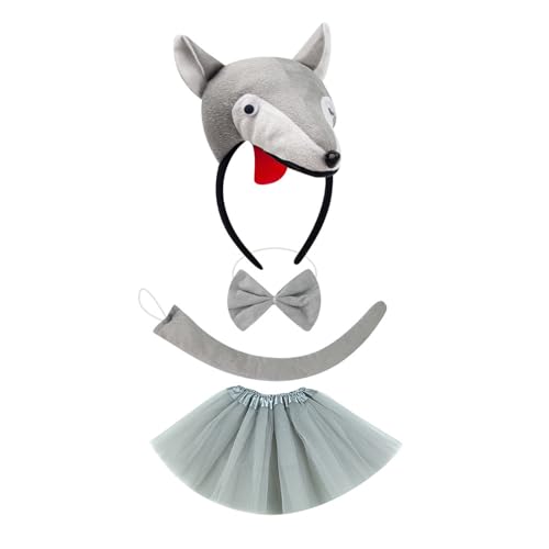 HIOPOIUYT Wolf Animal Dressing Outfit Halloween Wolf Kostüm Accessoire Für Kid Boy Girl Cosplay Geburtstag Halloween Cosplay von HIOPOIUYT