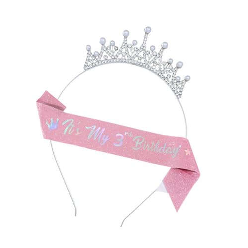 Kopfschmuck und Schulterschärpe für Mädchen zum Geburtstag, glitzernder Stoff, praktische Metall-Party-Dekorationen, Mädchengeburtstags-Stirnband-Schärpe Set Kopfschmuck und Schulterschärpe für Mädchen zum Geburtstag, glitzernder Stoff, praktische Metall-Party-Dekorationen, Mädchengeburtstags-Stirnband-Schärpe Set von HIOPOIUYT