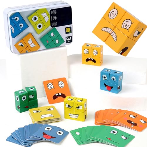 Ausdruck Holzwürfel Puzzle, Spiel Puzzle Bauwürfel,Bunte Zauberwürfel Baustein Spielzeug Set,Interaktives Emoji Holzwürfel Puzzle,Pädagogisches Montessori Spielzeug für Kinder Ab 3 Jahren(Orange) Ausdruck Holzwürfel Puzzle, Spiel Puzzle Bauwürfel,Bunte Zauberwürfel Baustein Spielzeug Set,Interaktives Emoji Holzwürfel Puzzle,Pädagogisches Montessori Spielzeug für Kinder Ab 3 Jahren(Orange) von HIQE-FL
