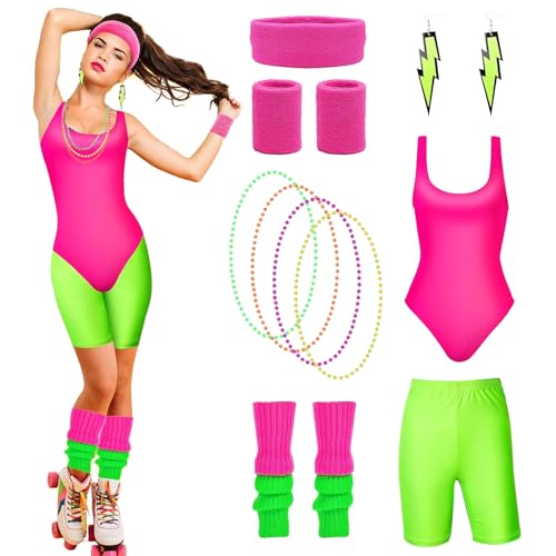 HIQE-FL 80er Jahre Accessoires Outfit Damen,Damen 80er Jahre Workout Kostüm,80er Jahre Outfit Damen 80er Jahre Accessoires,mit Bauchtasche,4 Perlen Neonhalsketten,für Karneval,Fasching,Mottoparty. HIQE-FL 80er Jahre Accessoires Outfit Damen,Damen 80er Jahre Workout Kostüm,80er Jahre Outfit Damen 80er Jahre Accessoires,mit Bauchtasche,4 Perlen Neonhalsketten,für Karneval,Fasching,Mottoparty. von HIQE-FL
