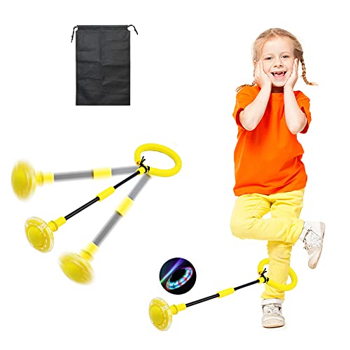 HIQE-FL Springender Ball Blinkender,Swing Wheel mit Lichtrad,Kinder Blinkender Springring,Faltbarer Flash Jumping Ballm,Fettverbrennungsspiel für Kinder und Erwachsene (Gelb) von HIQE-FL