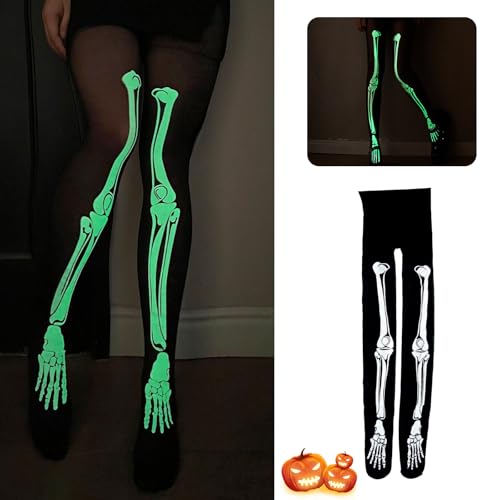 Netzstrumpfhose Schwarz, 2 Stück Skelett Strumpfhose, Spinnennetz Strumpfhose für Halloween, Karneval, Mottoparty - Damen Kostüm von HIQE-FL