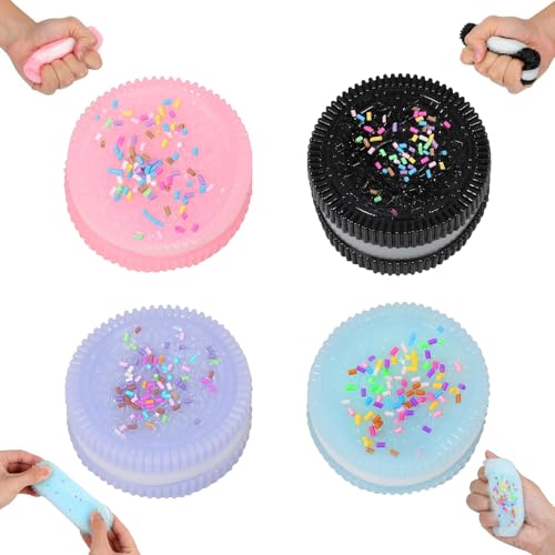 Keks Stressabbauspielzeug,4 Stück Handgemachtes aus Silikon zum Stressabbau,Taba Squishy,Ultraweiches Dekompressions Entlüftungsspielzeug,Squeeze Toy,Anti Stress Spielzeug,Squishy Toy von HIQE-FL