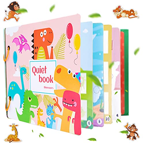HIQE-FL Montessori Quiet Book,Ruhiges Buch Montessori for Toddlers,Puzzle Buch PäDagogisches Spielzeug,Interactive Busy Book,Educational Toy Book,Kleinkinder Spielzeugbuch（Dinosaurier） von HIQE-FL