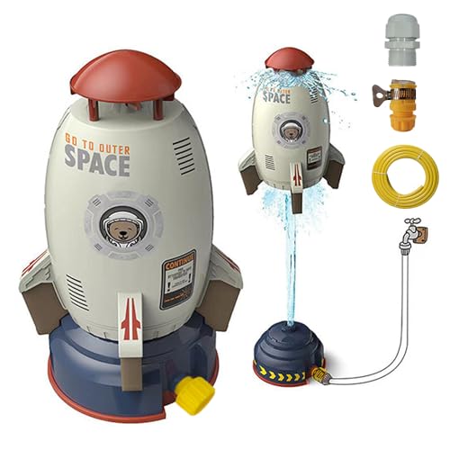 Rocket Wassersprinkler Kinder Outdoor,Wassersprinkler,Water Rocket Sprinkler,Wasserspielzeug Garten,Rasensprenger Kinder,Outdoor Wasserspielzeug Sprinkler für Kinder Raketenform von HIQE-FL