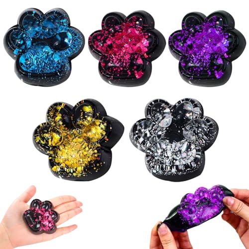 Squeeze Spielzeug,5 Stück Cat Paw Squeeze Toy,Katzenpfoten Squishy,Cat Paw Anti Stress Bälle,Süße Weiche Katzenpfoten Quetschspielzeuge,für Kinder,Erwachsene,Katzenliebhaber von HIQE-FL