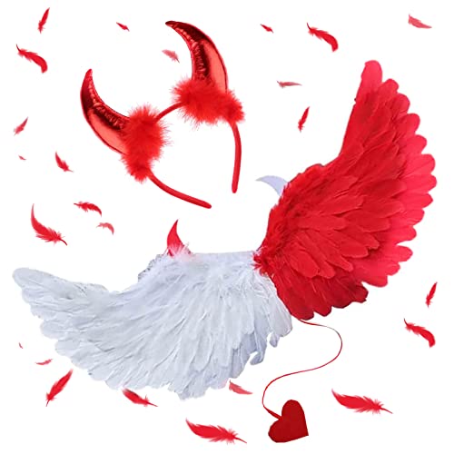 HIQE-FL Engelsflügel mit Teufelshörner,Teufel Kostüm 65CM,Teufelshörner und Dreizack,Engel Flügel Für Faschingskostüme,Federflügel Engel,Engelsflügel Deko,für Karneval,Fasching,Mottoparty HIQE-FL Engelsflügel mit Teufelshörner,Teufel Kostüm 65CM,Teufelshörner und Dreizack,Engel Flügel Für Faschingskostüme,Federflügel Engel,Engelsflügel Deko,für Karneval,Fasching,Mottoparty von HIQE-FL