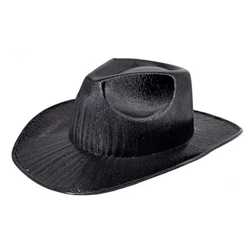 HIQIU Cowboy Hut Damen Glänzend Lustige Hut Western Hüte Cowgirl Kostüm Rave Hut für Halloween Party Karneval (schwarz) von HIQIU