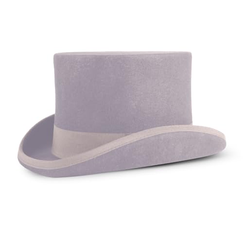 HIQIU Zylinder Hut Herren Theater Top Damen Wollfilzhut Erwachsene Hoch Wollfilz Partyhut Kostüm Karneval Fasching (Grau, S(54-55CM)) von HIQIU