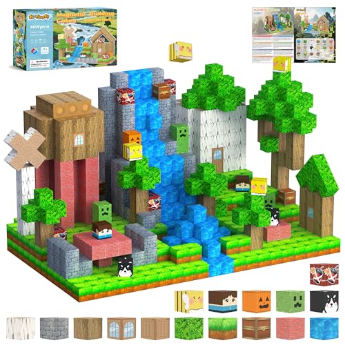 HISHOPTOY Magnetische Bausteine 120 Teile Magnetspielzeug Kinder Lernspielzeug ab 3 4 5 6 7 8 Jahre Magneten Spielzeug Geschenk für Junge Mädchen Bauklötze von HISHOPTOY