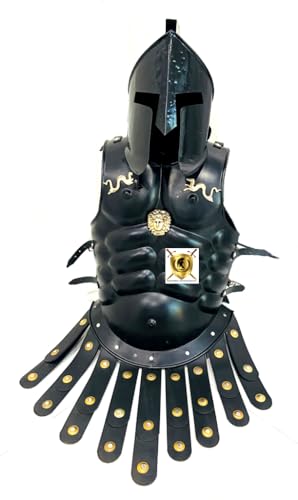 HISTORIC HANDICRAFT 300 Filmhelm 18GA Stahl Griechische Muskelpanzer Jacke Mittelalter Kostüme Halloween Cosplay Spartaner Krieger Helm mit Brustplatte Rollenspiel Kostüm von HISTORIC HANDICRAFT