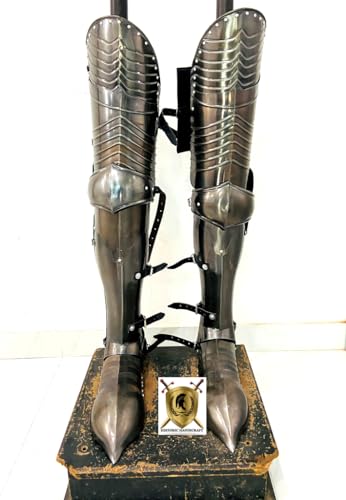 HISTORIC HANDICRAFT Beinschutz aus Stahl, 18 Gauge (18 Gauge), mit Sabatons Rüstung, Schuhe, mittelalterliche Gothic-Rüstung, Stahl-Larp-Beinpanzer, Ritter-Bein-Set für Halloween-Kostüm von HISTORIC HANDICRAFT
