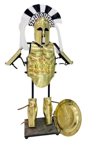HISTORIC HANDICRAFT Griechischer korinthischer Helm, Muskel-Brustpanzer, Jacke, Bein- und Armschutz mit Schild, Spartaner-Set, Halloween-Party-Kostüm von HISTORIC HANDICRAFT
