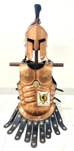 HISTORIC HANDICRAFT Mittelalter Griechischer Spartaner Helm Ritter Ritter Rüstung Helm 300 Film König Leonidas Helm mit römischer Muskeljacke Brustpanzer Kostüm von HISTORIC HANDICRAFT