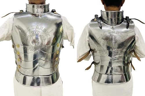 HISTORIC HANDICRAFT Mittelalterliches Ritter-Brustpanzer-Kostüm – SCA LARP Brustpanzerjacke – Vorder- und Rückseite für Halloween, 111,8–121,9 cm von HISTORIC HANDICRAFT