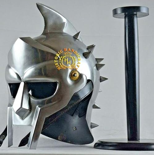 HISTORIC HANDICRAFT Römischer Gladiator Maximus Arena Helm | mittelalterliche Helme | tragbar für Erwachsene | Halloween-Party-Kostüme | Larp Clothings Film Wikinger Maske Helm von HISTORIC HANDICRAFT