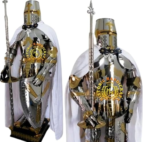 LARP Full Suit of Armor – Tempelkreuzritter Mittelalterliche Ganzkörper-Rüstung Ritter tragbares Kostüm für Halloween von HISTORIC HANDICRAFT