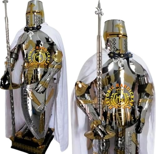 LARP Full Suit of Armor – Tempelkreuzritter Mittelalterliche Ganzkörper-Rüstung Ritter tragbares Kostüm für Halloween von HISTORIC HANDICRAFT