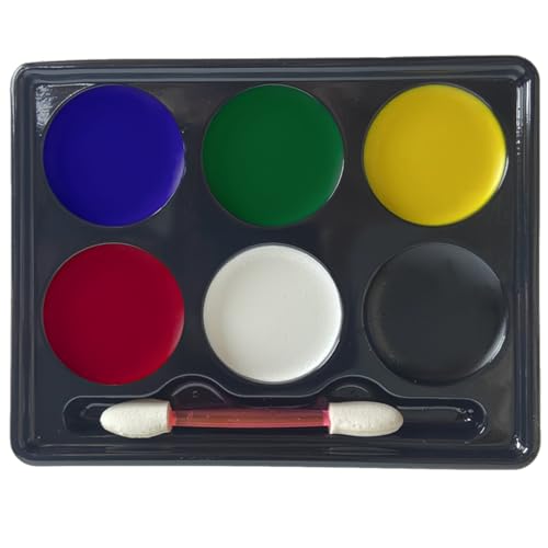 HISUNBEN Kinderschminke Set, Face Paint Body Paint für Kinder und Erwachsene, Karnevalsschminke Mädchen mit 8 Farben 1 Pinsel,- Halloween Fasching Karneval Schmink (6 Farben) von HISUNBEN