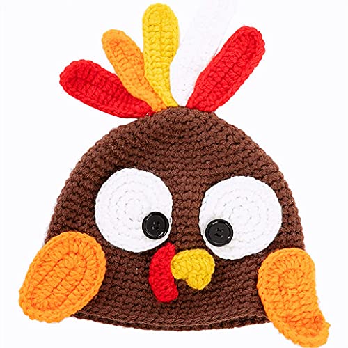 HISYI Strickmütze Kinder Truthahnmütze Wolle Strickmütze Thanksgiving Hut Outdoor Trend Casual Warme Mütze für Kinder Herbst Winter Braun, Braun, Head circumference: 48-54cm von HISYI