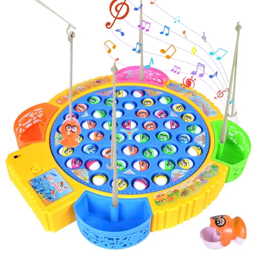 Angelspiel Fische Angeln Spiel Spielzeug, Spinnendes Angelspielzeug mit Musik Kinder, Magnetisches Angelspiel Elektrospielzeug mit 4 Kinderangel & 45 Fischen ab 3 4 5Jahren Geschenk für Mädchen Junge Angelspiel Fische Angeln Spiel Spielzeug, Spinnendes Angelspielzeug mit Musik Kinder, Magnetisches Angelspiel Elektrospielzeug mit 4 Kinderangel & 45 Fischen ab 3 4 5Jahren Geschenk für Mädchen Junge von HIULLEN