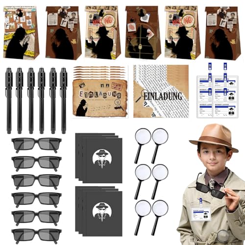 Detektiv Set Kinder, 48 STK Detektiv Kindergeburtstag Mitgebsel mit UV Stift Lupen Notizbuch,Detektivausweis,Fingerabdruck Set,Detektiv Spielzeug Pinata Füllung Give Away Gastgeschenk Jungen Mädchen Detektiv Set Kinder, 48 STK Detektiv Kindergeburtstag Mitgebsel mit UV Stift Lupen Notizbuch,Detektivausweis,Fingerabdruck Set,Detektiv Spielzeug Pinata Füllung Give Away Gastgeschenk Jungen Mädchen von HIULLEN