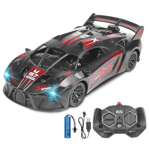 Ferngesteuertes Auto mit Sprühfunktion, 1:18 RC Auto Spielzeug mit Fernbedienung, 2,4 GHz RC Drift Car, Kinder Ferngesteuertes Rennauto mit LED Licht, Geschenk für Kinder ab 6+ Jahre Jungen Mädchen Ferngesteuertes Auto mit Sprühfunktion, 1:18 RC Auto Spielzeug mit Fernbedienung, 2,4 GHz RC Drift Car, Kinder Ferngesteuertes Rennauto mit LED Licht, Geschenk für Kinder ab 6+ Jahre Jungen Mädchen von HIULLEN