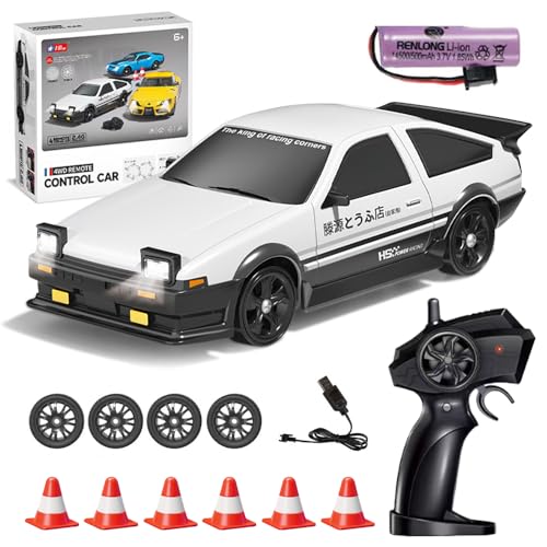 HIULLEN 1:24 Mini Ferngesteuertes Auto, Desktop RC Drift Car, 2,4Ghz 4WD Ferngesteuertes Rennauto mit Arbeitsscheinwerfern, 15 km/h Spielzeugauto RC Car Geschenk für Kinder Erwachsene ab 6 7 8+ Jahren von HIULLEN