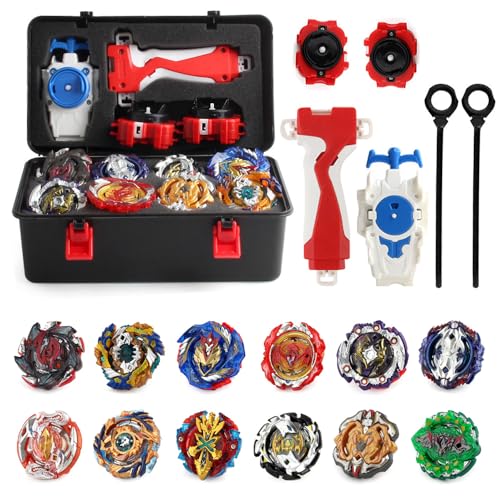 HIULLEN 12 in 1 Bey Burst Turbo Blade Set, Metallic 4D Kreisel mit Aufbewahrungsbox, für Kinder ab 6 Jahren HIULLEN 12 in 1 Bey Burst Turbo Blade Set, Metallic 4D Kreisel mit Aufbewahrungsbox, für Kinder ab 6 Jahren von HIULLEN