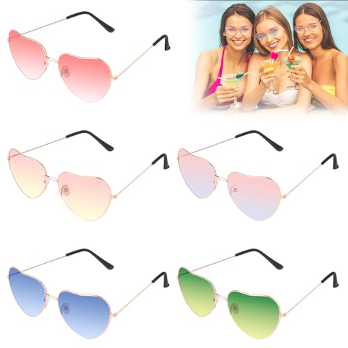 HIULLEN 5 Paar Herz Sonnenbrille, Herz Party Brillen, Herzbrille Damen, Hippie Brille Party Kostümzubehör, Sunglasses Woman für Sommer Geburtstag Fasching Karneval 70s 80s Geschenk HIULLEN 5 Paar Herz Sonnenbrille, Herz Party Brillen, Herzbrille Damen, Hippie Brille Party Kostümzubehör, Sunglasses Woman für Sommer Geburtstag Fasching Karneval 70s 80s Geschenk von HIULLEN