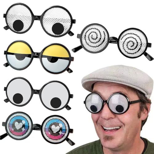 HIULLEN 5PCS Lustige Brillen mit Wackelaugen,Schüttelt Augen Party Brille,Kulleraugen Brille,für Kinder,Erwachsene,Foto Requisiten,Partys,Karneval,Dekoration Fotoshootings,Cosplay,Halloween Party von HIULLEN