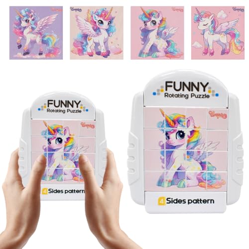 HIULLEN Drehbares 3D Puzzle 16 Teile, 4 in 1 Puzzle Knobelspiele, 3 4 5 6 Jahre Geduldspiele für Kinder, Montessori Spielzeug, Beschäftigung für Kinder im Flugzeug Jungen Mädchen Geschenk (Einhorn) HIULLEN Drehbares 3D Puzzle 16 Teile, 4 in 1 Puzzle Knobelspiele, 3 4 5 6 Jahre Geduldspiele für Kinder, Montessori Spielzeug, Beschäftigung für Kinder im Flugzeug Jungen Mädchen Geschenk (Einhorn) von HIULLEN