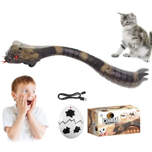 HIULLEN Ferngesteuerte Schlange,RC Ferngesteuert Kobra Schlange,Ferngesteuertes Schlangenspielzeug für Kinder,Reschlange Spielzeugmote Remote Snake mit Einziehbarer Zunge und Schwanz für Streich(Grau) von HIULLEN