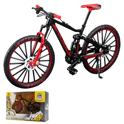 HIULLEN Finger Fahrrad Modell, 1:10 Mountainbike-Modell Spielzeug, Finger Mountainbike Modell Ornamente, Mini Miniatur Finger Bike für Kinderspielzeug, Geschenke Dekoration (Dunkelrot) von HIULLEN