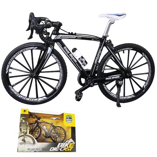 HIULLEN Finger Fahrrad Modell, 1:10 Mountainbike-Modell Spielzeug, Finger Mountainbike Modell Ornamente, Mini Miniatur Finger Bike für Kinderspielzeug, Geschenke Dekoration (Schwarz) von HIULLEN