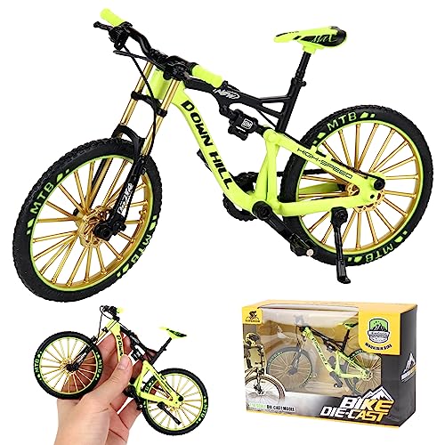 HIULLEN Finger Fahrrad Modell, 1:10 Mountainbike-Modell Spielzeug, Finger Mountainbike Modell Ornamente, Miniatur Finger Bike, Mini Bend Fahrrad Modell(Grün) von HIULLEN