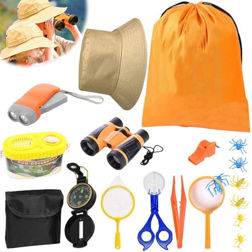 HIULLEN Forscherset für Kinder, 22 teiliges Entdecker Set mit Fernglas Kinder, Insektenfänger, Becherlupe, Kompass, Outdoor Entdeckerspielzeug Geschenk für Kinder Jungen Mädchen Camping HIULLEN Forscherset für Kinder, 22 teiliges Entdecker Set mit Fernglas Kinder, Insektenfänger, Becherlupe, Kompass, Outdoor Entdeckerspielzeug Geschenk für Kinder Jungen Mädchen Camping von HIULLEN