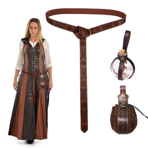 HIULLEN Halloween Nekromanten Anzug, Mittelalter Kleidung Damen Herren, 250 ml Zaubertrank Flasche Mittelalter Gürtel Gürteltasche Accessoires Set für Cosplay Wikinger Piraten Hexe Kostüm HIULLEN Halloween Nekromanten Anzug, Mittelalter Kleidung Damen Herren, 250 ml Zaubertrank Flasche Mittelalter Gürtel Gürteltasche Accessoires Set für Cosplay Wikinger Piraten Hexe Kostüm von HIULLEN