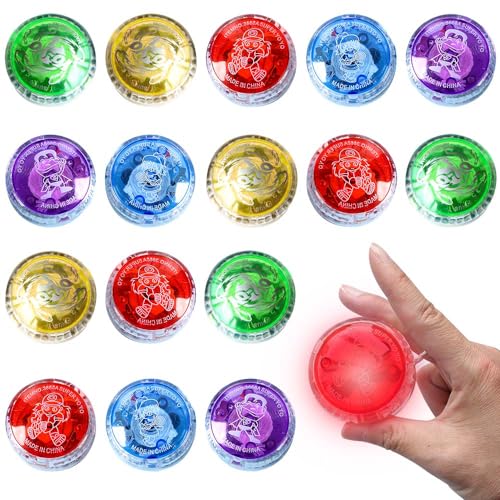 HIULLEN LED Licht Yoyo für Kinder, 12 Stück JoJo Kinder, YoYo Spielzeug Kunststoff Responsive Yoyo Balls für Kindergeburtstag Gastgeschenke Anfänger Party Feiern (Gemischte Farben) von HIULLEN