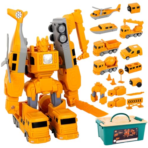 HIULLEN Magnetischer Verformung Roboter, Baustellenfahrzeuge Auto Spielzeugset für Kinder, Roboter Spielzeug Bausteine Geschenk mit Aufbewahrungsbox für 3+ Jungen Mädchen Geburtstagsgeschenke HIULLEN Magnetischer Verformung Roboter, Baustellenfahrzeuge Auto Spielzeugset für Kinder, Roboter Spielzeug Bausteine Geschenk mit Aufbewahrungsbox für 3+ Jungen Mädchen Geburtstagsgeschenke von HIULLEN