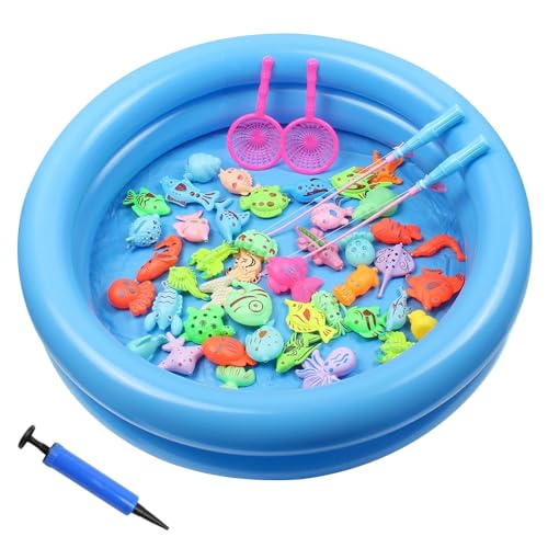HIULLEN Magnetisches Angeln Spielzeug, 50 Stück Angelspiel Badespielzeug, Badewannenspielzeug Kinder mit Pool, Rute und Netz, Wasserspielzeug Kinder Outdoor für Kleinkinder Kindern Spielzeug HIULLEN Magnetisches Angeln Spielzeug, 50 Stück Angelspiel Badespielzeug, Badewannenspielzeug Kinder mit Pool, Rute und Netz, Wasserspielzeug Kinder Outdoor für Kleinkinder Kindern Spielzeug von HIULLEN